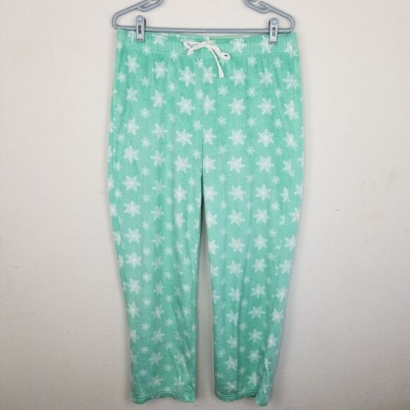 Nuvano Mint Green Snowflake Drawstring‎ PJ Bottoms - Picture 1 of 8